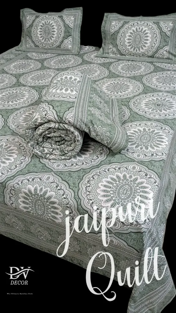 Jaipuri double bed king size cotton  quilt/rajai (Sage Green)