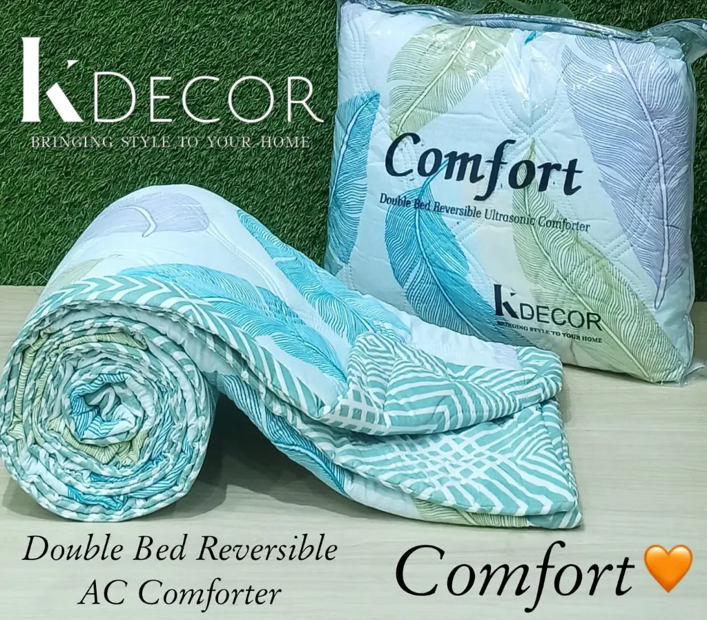 Ultrasonic Double Bed AC  Comforters (Teal & Lime Green)